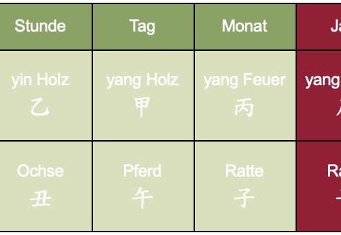 Darstellung des chinesischen Horoskop Charts des Jahres 2020 yang Metall Ratte - Christiane Witt - Feng Shui Beratung